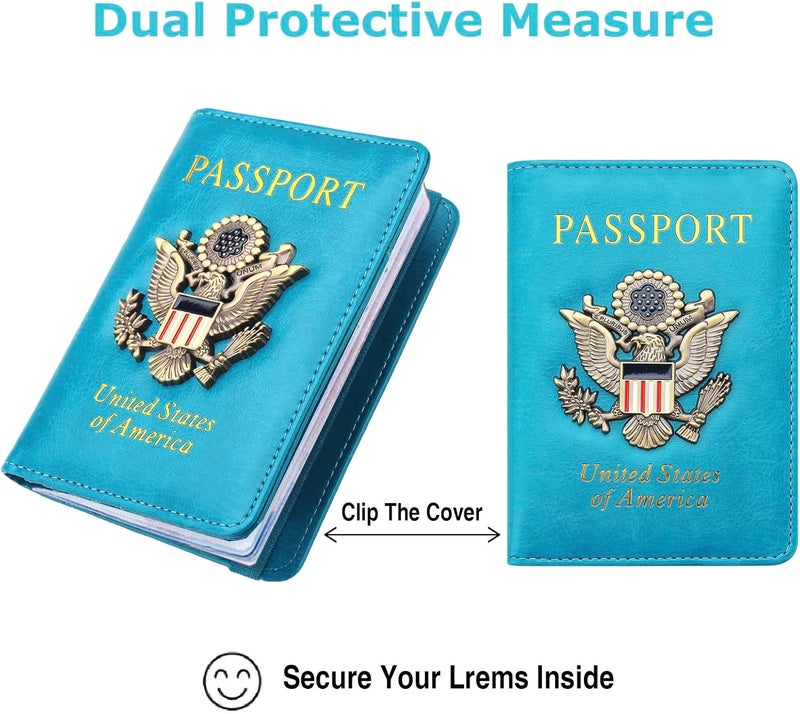 FACATH Premium Passport Holder for Travel, RFID Blocking Passport Cover Slim, Durable & Travel-Friendly, Passport Wallet Keep Your Documents Safe & Organized (Sky Blue) - Image 5